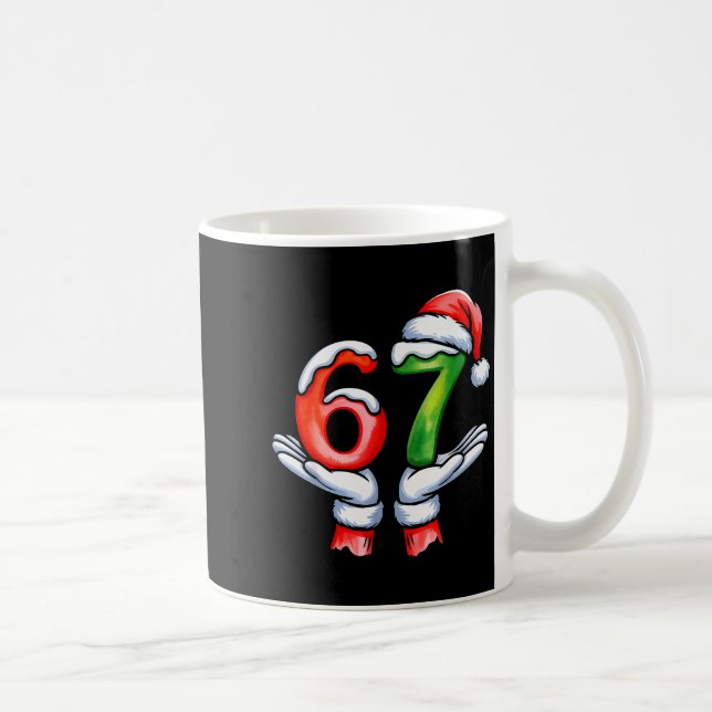 Taza De Café 67 Meme Santa Claus Hand Funny Six Seven Christmas (Derecha)