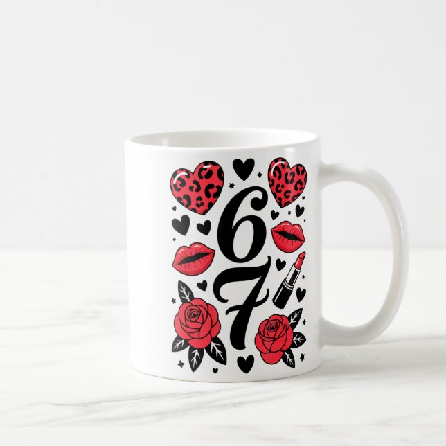 Taza De Café 67 Meme Six Seven 67 Meme Six Seven 6 7 Valentine  (Derecha)