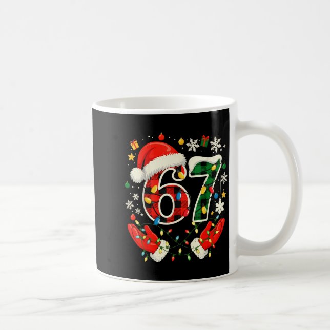 Taza De Café 67 Red Green Plaid Lights 6 7 Funny Boys Kids Wint (Derecha)