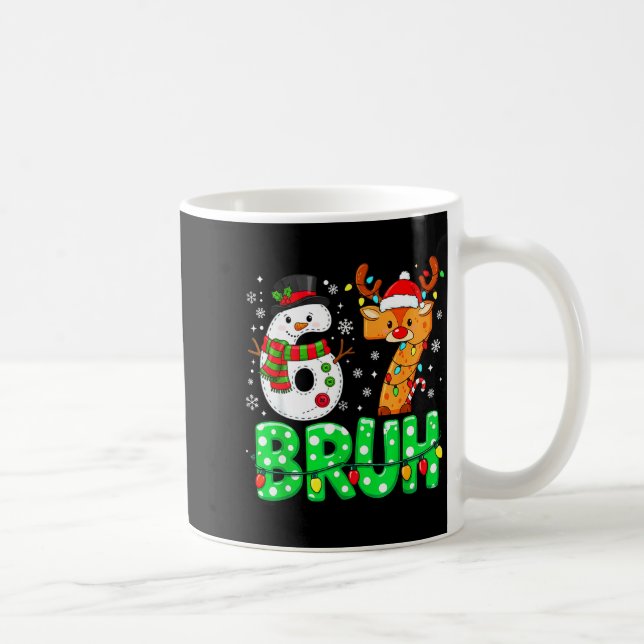Taza De Café 67 Six Seven Funny Snowman Reindeer Bruh 6 7 Meme  (Derecha)