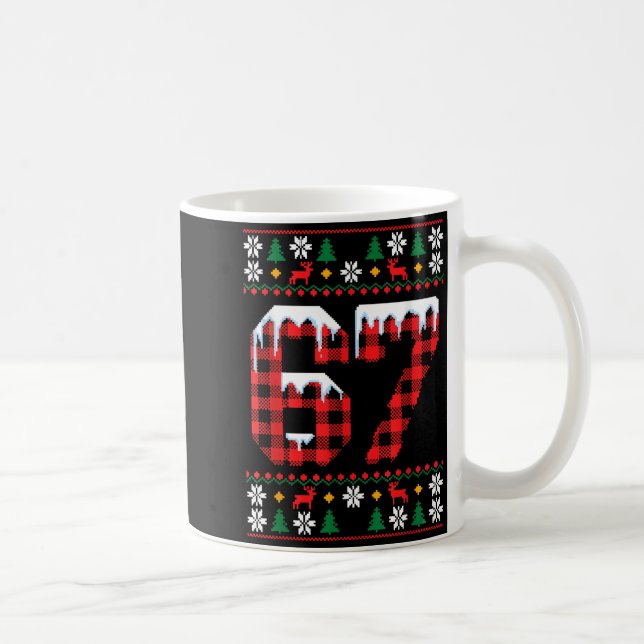 Taza De Café 67 Ugly Christmas Flannel Brainrot Design  (Derecha)