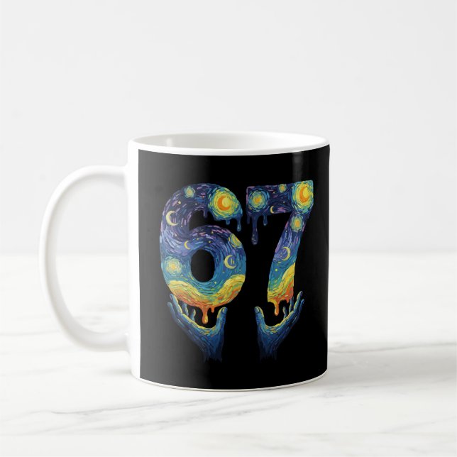 Taza De Café 67 Van Gogh Starry Night Ice Cream Drip Funny (Izquierda)