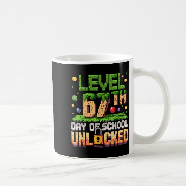 Taza De Café 67th Day Of School Gamer Level Unlocked 100 Days O (Derecha)