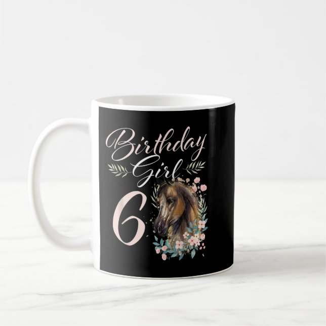 Taza De Café 6.º Chica de cumpleaños Caballo de 6 años de edad (Izquierda)