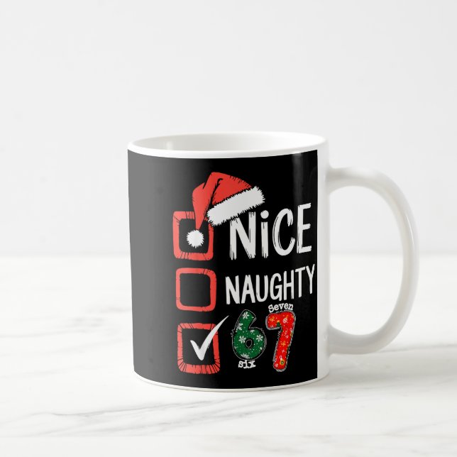 Taza De Café 6-7 Meme Nice Naughty 67 Christmas Brain Rot Funny (Derecha)