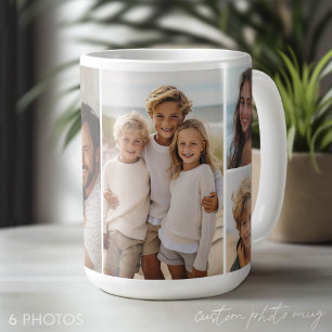 Taza De Café 6 Colage de Fotos - Fondo Blanco Moderno y Minimal