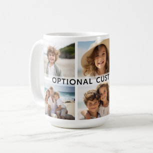 Taza De Café 6 Colaje de Fotos con Texto Opcional -- Minimalist