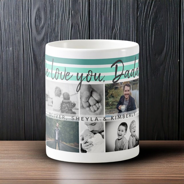 Taza De Café 6 Collage de fotos Te queremos papá Padre Niños (Subido por el creador)