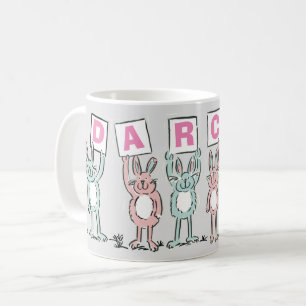Taza De Café 6 Letra Name With Fun Rabbits Coffee Mug