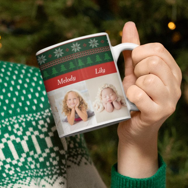 Taza De Café 6 nietos foto árbol de Navidad verde rojo (Subido por el creador)