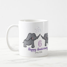 Taza De Café 6to aniversario de boda de hierro lindo elefante