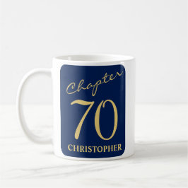 Taza De Café 70.º cumpleaños Oro Azul