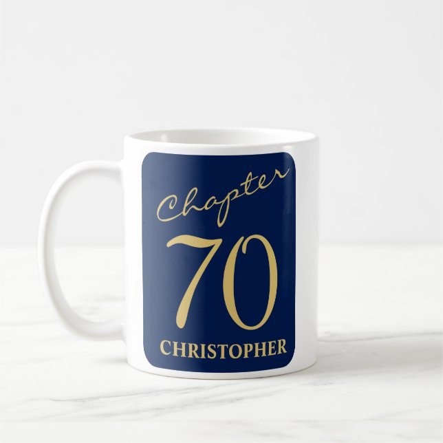 Taza De Café 70.º cumpleaños Oro Azul (Izquierda)