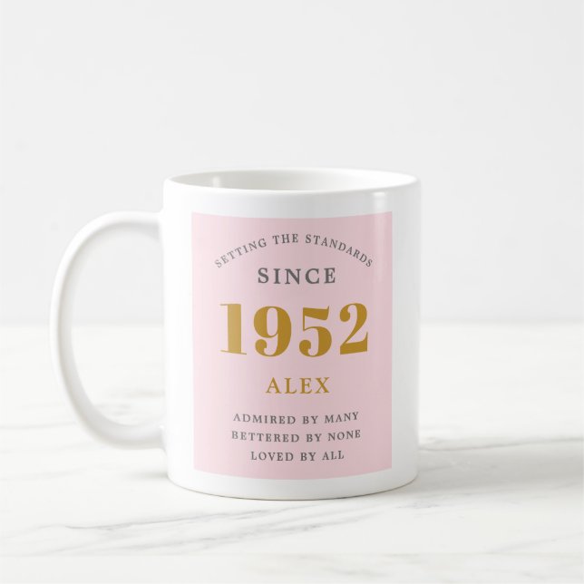 Taza De Café 70.º Nombramiento 1952 Moda Elegante Gris Rosa (Izquierda)