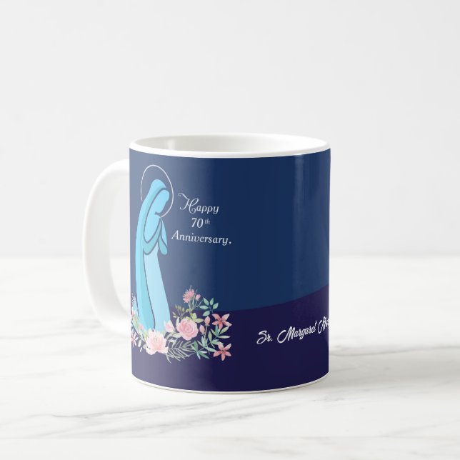 Taza De Café 70° aniversario de la vida religiosa de una flor r (Anverso izquierdo)