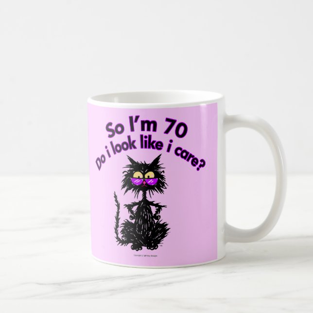 Taza De Café 70.o Regalos del gato del cumpleaños (Derecha)