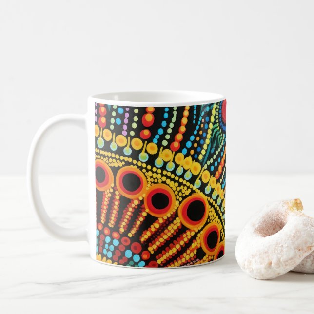 Taza De Café 70s 60s Psychedelic Hippy Retro Hip (Con donut)
