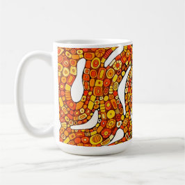 Taza De Café 70s Colors Red Orange Yellow Abstract Design