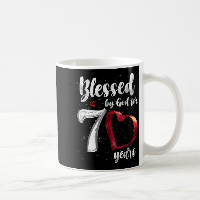 Taza De Café 70th Birthday Blessed By God For 70 Years Birthday (Derecha)
