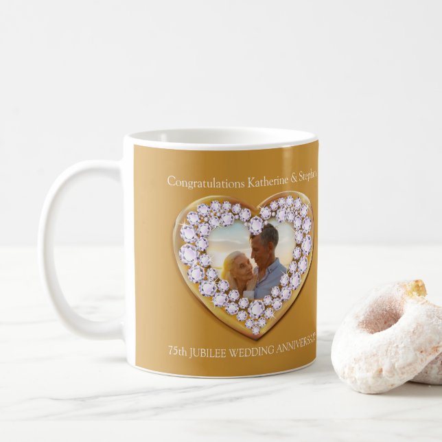 Taza De Café 75.º aniversario del boda (Con donut)