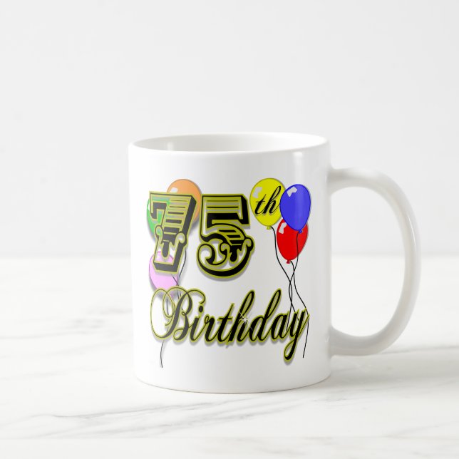 Taza De Café 75.a celebración feliz del cumpleaños (Derecha)