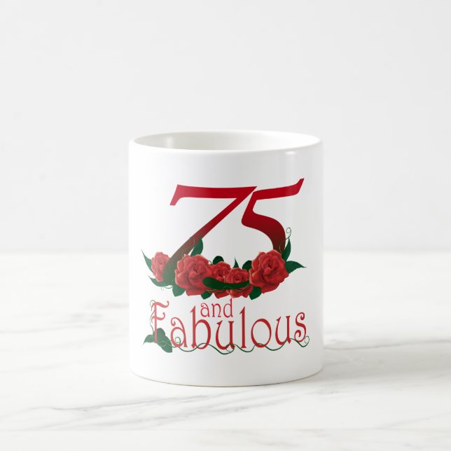 Taza De Café 75 y 75.o número fabuloso del cumpleaños (Centro)