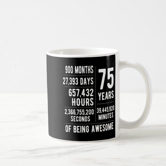 Taza De Café 75th Birthday Men Women Funny 75 Years Old  (Derecha)