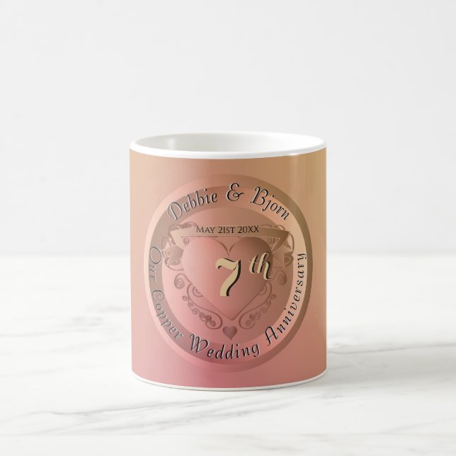 Taza De Café 7.ª Medalla del Aniversario Boda (Centro)