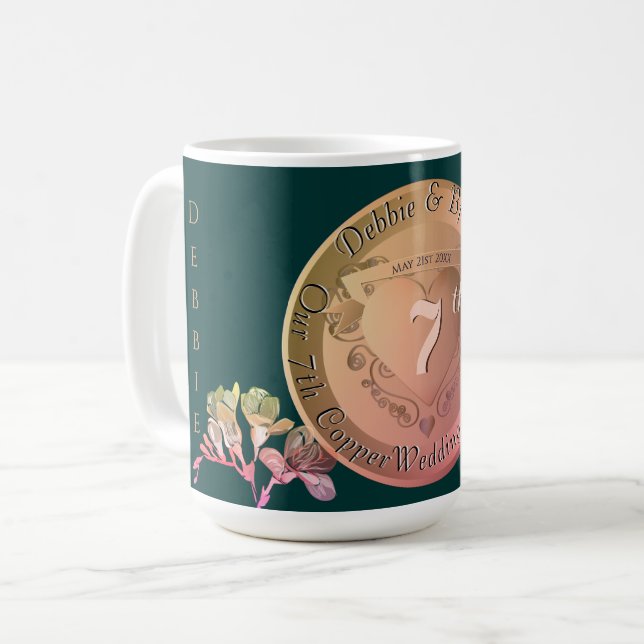 Taza De Café 7.º Boda Aniversario Copper Fresia (Anverso izquierdo)