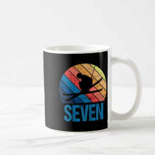 Taza De Café 7.º cumpleaños esquí retro Chica de niños de 7 año