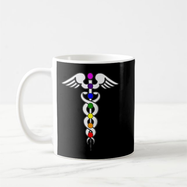 Taza De Café 7 Chakras Caduceus Símbolo curativo de los medios  (Izquierda)