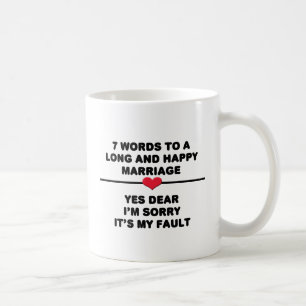 Taza De Café 7 palabras para un matrimonio largo y feliz