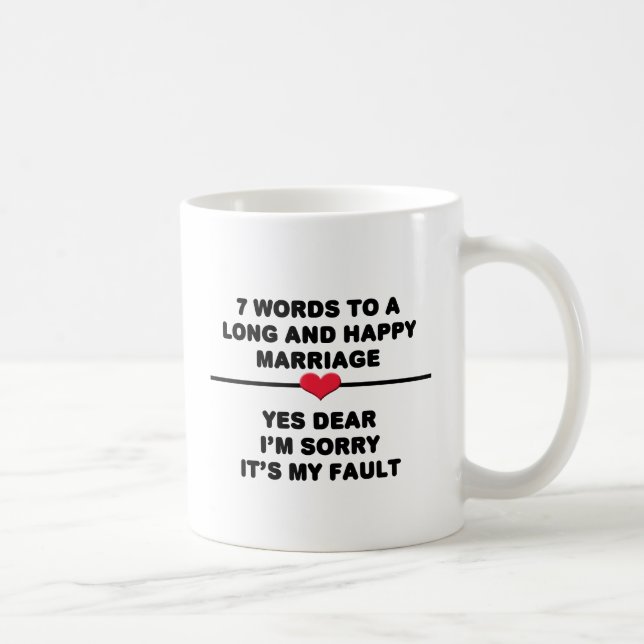 Taza De Café 7 palabras para un matrimonio largo y feliz (Derecha)