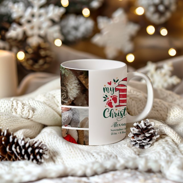Taza De Café 7 Photo Candy Cane Baby 1st Christmas (Subido por el creador)
