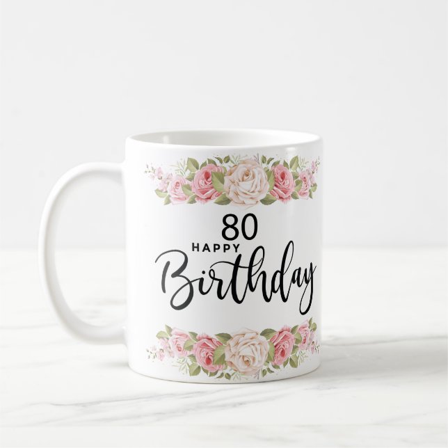 Taza De Café 80.º Regalo De Cumpleaños Para Las Mujeres (Izquierda)