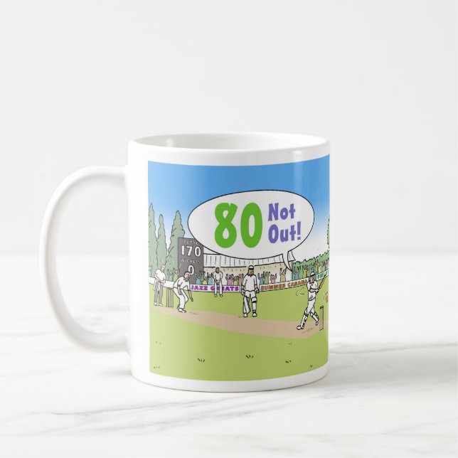 Taza De Café 80 No Se Trata Del Tema Del Cricket. 80 cumpleaños (Izquierda)