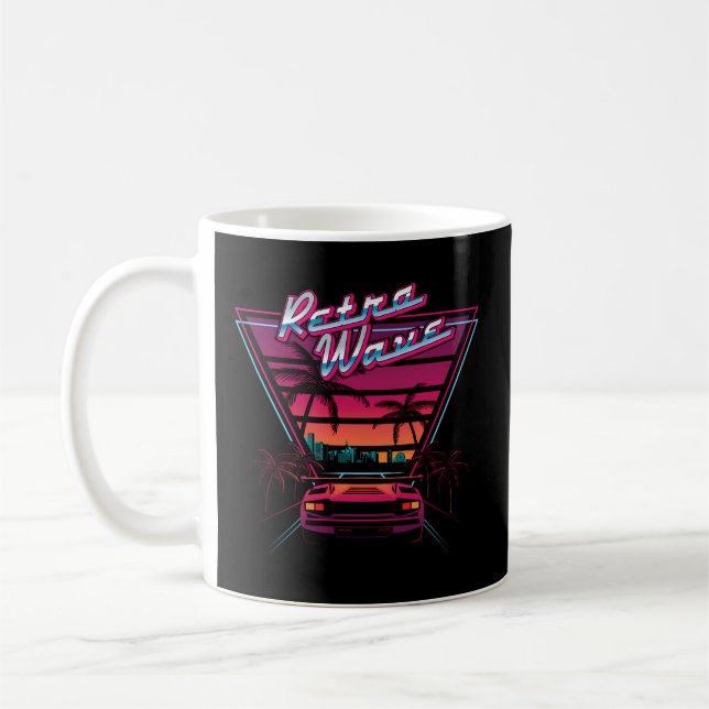 Taza De Café 80 Retrowave Synthwave Love Wave Miami Beach (Izquierda)
