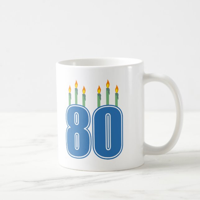 Taza De Café 80 velas del cumpleaños (azul/verde) (Derecha)