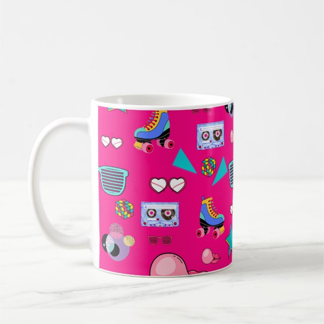 Taza De Café 80s Costume Vibrant pink Retro culture pop (Izquierda)