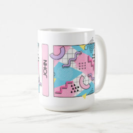 Taza De Café 80's Memphis Active Pink Light Blue
