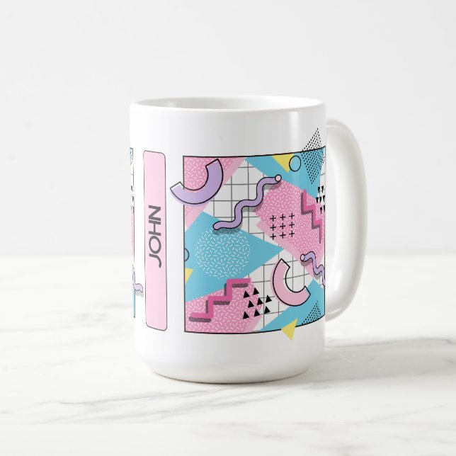 Taza De Café 80's Memphis Active Pink Light Blue (Anverso derecho)