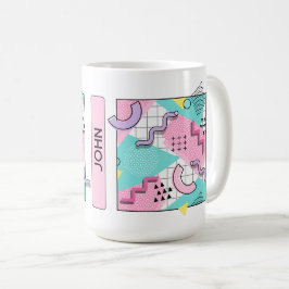 Taza De Café 80's Memphis Active Pink Light Turquoise