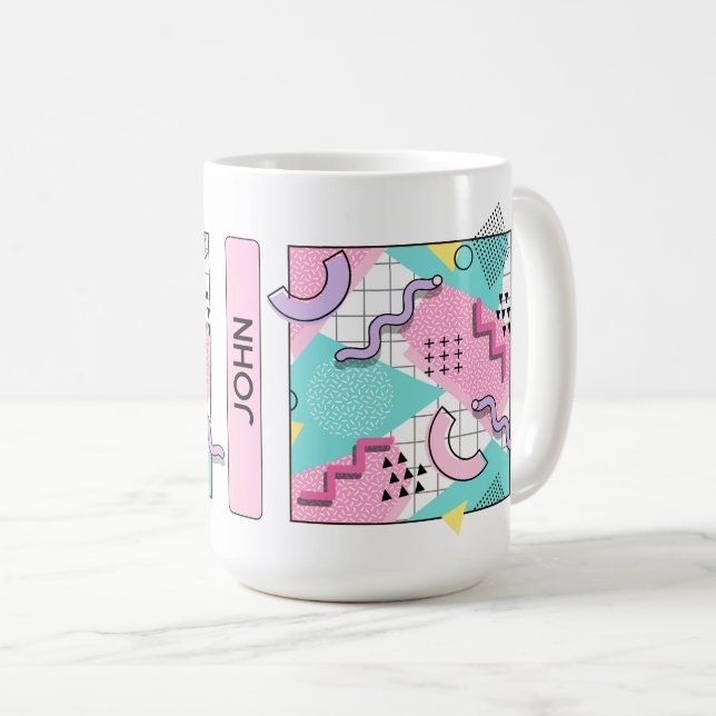 Taza De Café 80's Memphis Active Pink Light Turquoise (Anverso derecho)