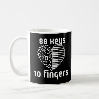 Taza De Café "88 Llaves 10 dedos" Camisa de piano - Músico y pi