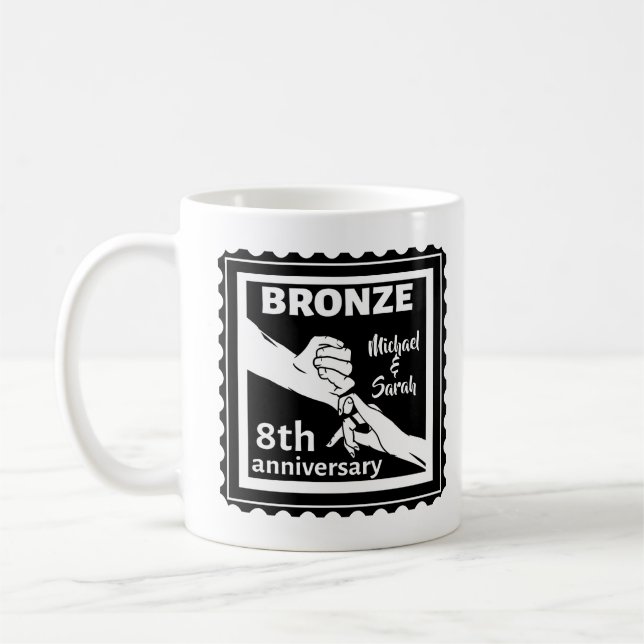 Taza De Café 8.º aniversario boda regalo tradicional bronce (Izquierda)