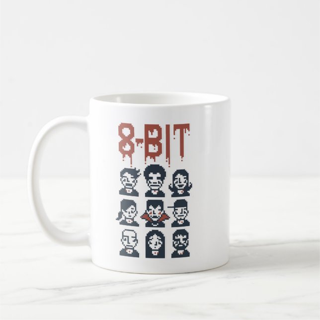 Taza De Café 8 Bits De Un Vampiro (Izquierda)