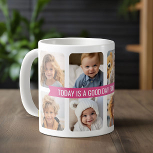 Taza De Café 8 Collage de fotos con cinta de texto Personalizad