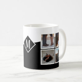 Taza De Café 8 Collage de fotos Instagram Monogrammed Black