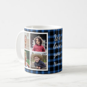 Taza De Café 8 Collages de fotos Blue Buffalo Plaid Grandma