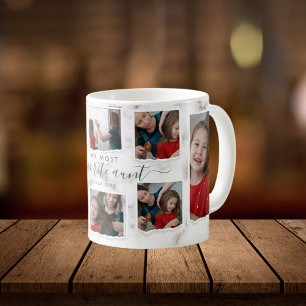 Taza De Café 8 Ocho Collages de fotos Aunty Modern Elegant Fami